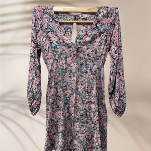 Billabong — Star Fall Ditsy Floral Print Long Sleeve Mini Dress